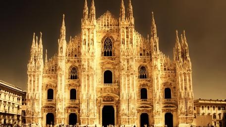 Golden Glimpse of the Historic Duomo di Milano wallpaper