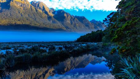 Misty Mountain Reflections wallpaper