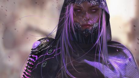 Mystical Cyber Girl in Shadow wallpaper