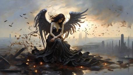 A fallen angel woman wallpaper