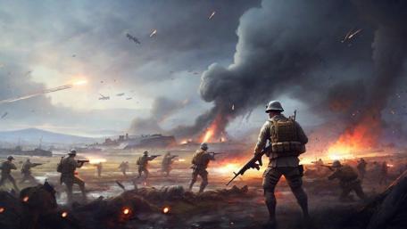 Battle’s Fury in Flames and Smoke wallpaper