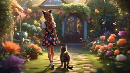 Fantasy garden ai art wallpaper
