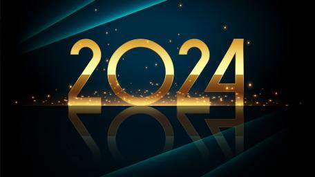 Futuristic Golden Glow of the Year 2024 wallpaper
