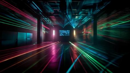 Futuristic Laser Light Show Hallway wallpaper