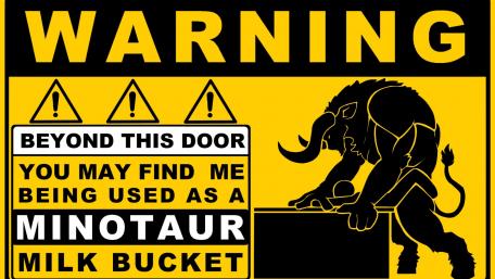 Funny Warning Minotaur Milk Bucket Wallpaper wallpaper