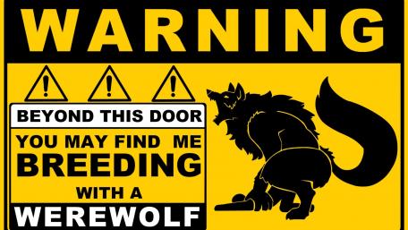 Werewolf Warning Sign for Humor Lovers wallpaper