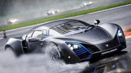 Speed Through the Rain with a Marussia B2 wallpaper