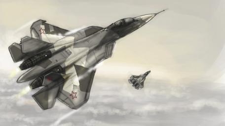 Sukhoi Su-57 Stealth Fighter in Flight wallpaper