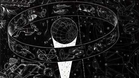 Mystical Zodiac Wheel Among the Stars wallpaper