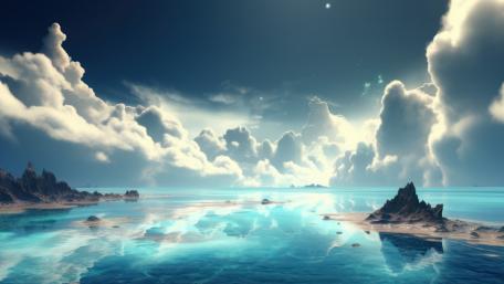 Mystical Azure Shores at Dusk wallpaper