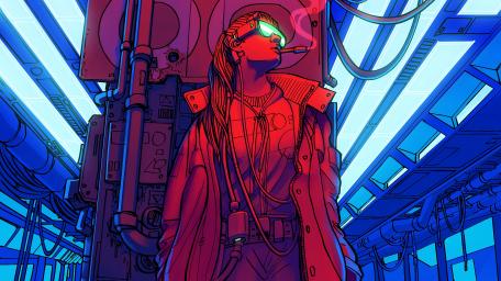 Futuristic Visionary Amidst Neon Dreams wallpaper