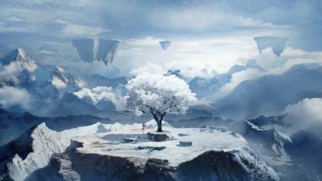 Ethereal Mountain Solitude wallpaper
