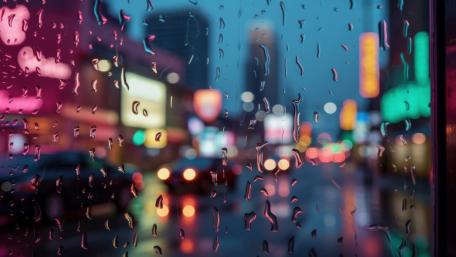 Rainy Night's Urban Dreamscape wallpaper