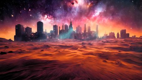 City in desert wallpaper