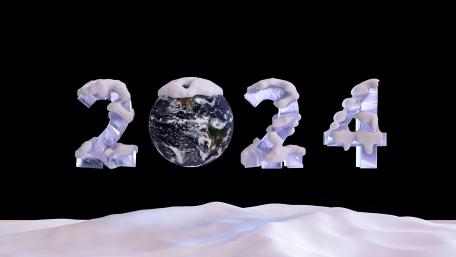 Frosty Celebration of 2024 with Earth Design wallpaper