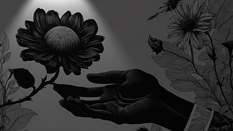 Monochrome Grace of Nature's Touch wallpaper