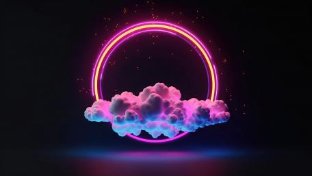 Neon Dreams Amidst Cosmic Clouds wallpaper
