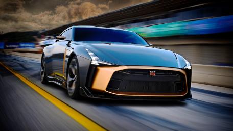 Nissan GT-R Speeding Down the Track wallpaper