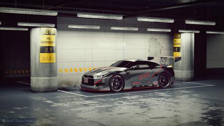 Nissan GT-R in a Sleek Garage wallpaper
