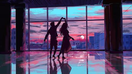 Romantic Dance at Sunset wallpaper