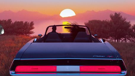 Romantic Sunset Drive wallpaper