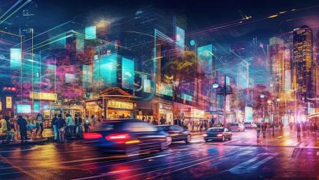 Futuristic City Lights at Night wallpaper