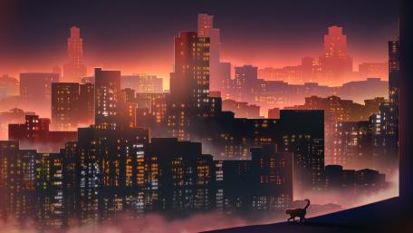 Sunset Silhouettes in the City wallpaper