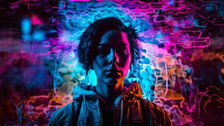 Neon Dreams and Vibrant Streams wallpaper