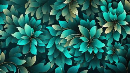 Teal Blossoms Abstract Art wallpaper