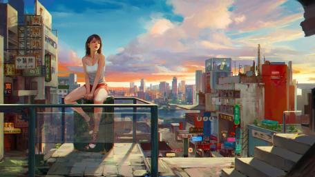 Urban Oasis High Above the Buzz wallpaper
