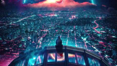Neon Skyline Solitude wallpaper
