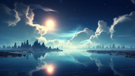 Mystical City Sunset Reflection wallpaper