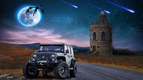 A Mystical Night Drive in Fantasy Land wallpaper