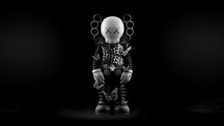 Monochrome Artistic KAWS Figure wallpaper