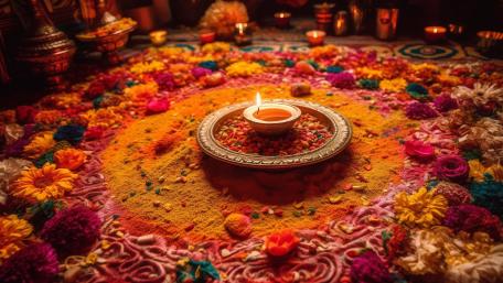 Radiant Diwali Celebration with Candlelight Artistry wallpaper