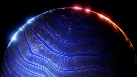 Glowing Neon Planet at the Edge of Darkness wallpaper