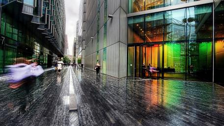 Urban Rush in Glass and Steel wallpaper