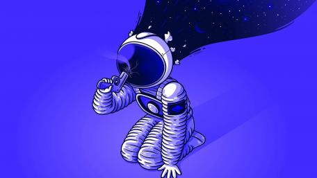 Astronaut Sipping the Universe wallpaper