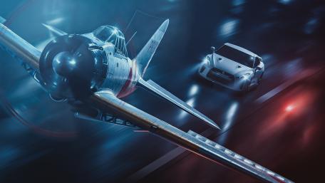 Mitsubishi A6M Zero with Nissan GT-R wallpaper