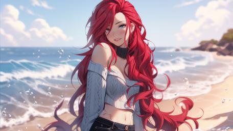 Crimson Tides and Breezy Shores wallpaper