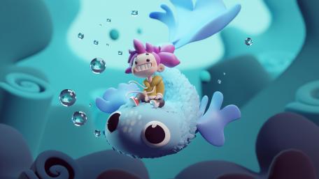 Underwater Adventure with Cute Fish Elf wallpaper