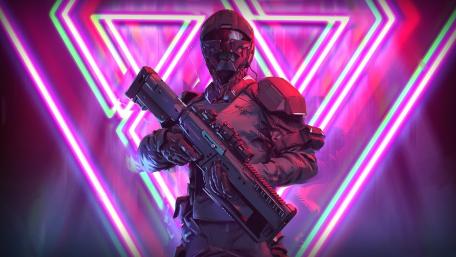 Futuristic Neon Soldier Wallpaper wallpaper