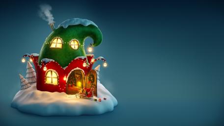 Cute Xmas Elf House wallpaper