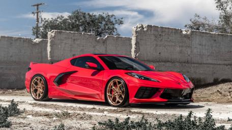 Sleek Red Chevrolet Corvette C8 Wallpaper wallpaper