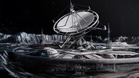 Futuristic Lunar Base at Night wallpaper