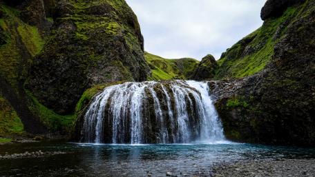 Majestic Stjórnarfoss Waterfall wallpaper