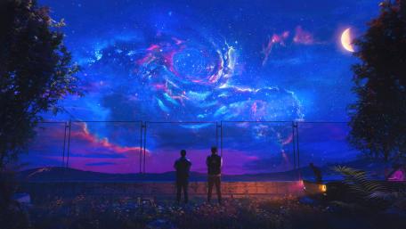 Starry Encounter Beyond The Fence wallpaper