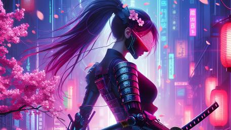 Cyberpunk Style Samurai wallpaper
