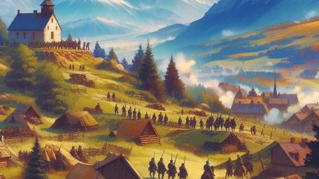 Smoky Battlefield within the Alps wallpaper