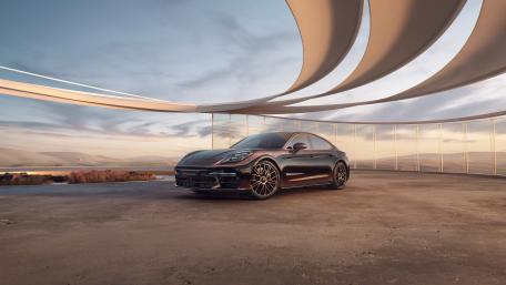 Porsche Panamera Futuristic Car Within Majestic Vista wallpaper